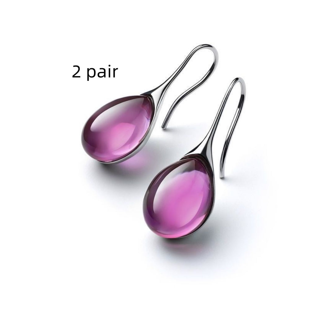 Four Color Inlaid Opal Earrings European And American Ladies Fashion Earrings